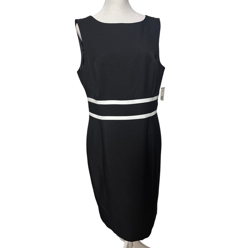 Elegant Black Label Evan-Picone Black & White Sheath Dress, Size 12